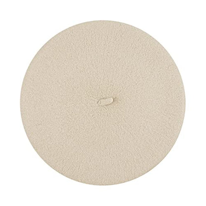 Gllutt Women Wool Beret Hat French Style Solid Color - color: Ivory
