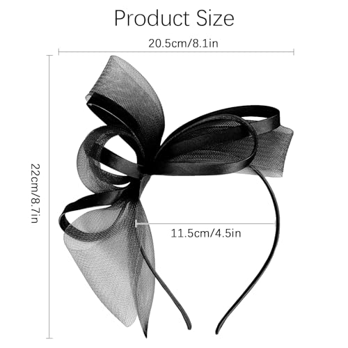 Fascinators Hats for Women, Black Fascinator Headband Women's Tea Party Hat Derby Hats for Cocktail, Wedding, Fancy Dress Party, 1920s Accessories for Women and Girls - color: Black
