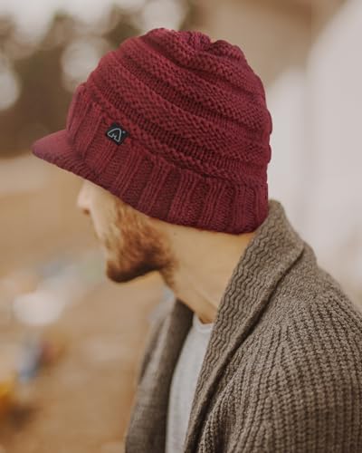 Hat Hut Beanie Hats for Women Men Satin Lined Winter Hats for Women Slouchy Beanies Satin Lined Beanie with Brim Visor - color: Beige