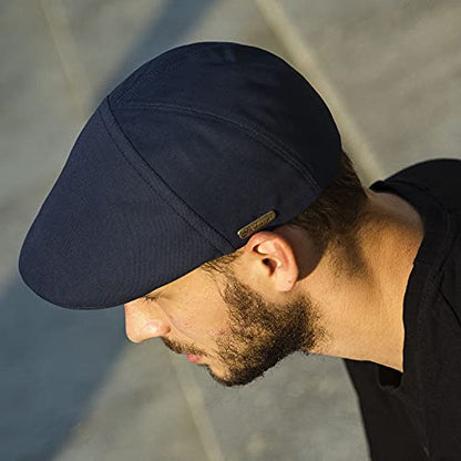 Sterkowski Ivy Five Newsboy | 100% Softened Cotton Flat Cap for Men | Breathable Airy 5 Panels Cap Without Lining - color: Navy Blue, size: 7 3/8