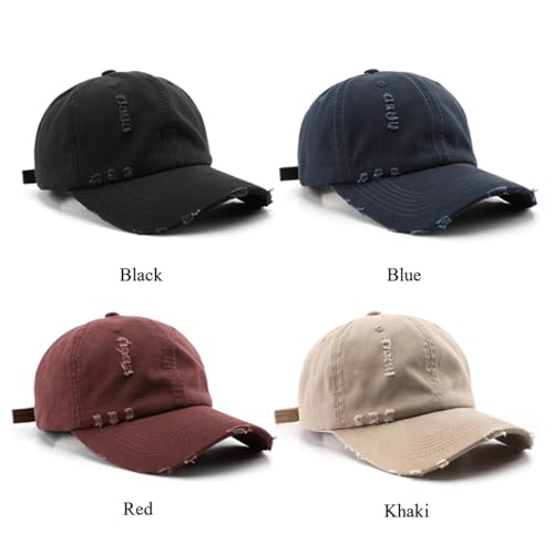 Vintage Washed Distressed Baseball Cap Unconstructed Soft Dad Hats Adjustable Trendy Trucker Hat for Mens Womens - color: Black