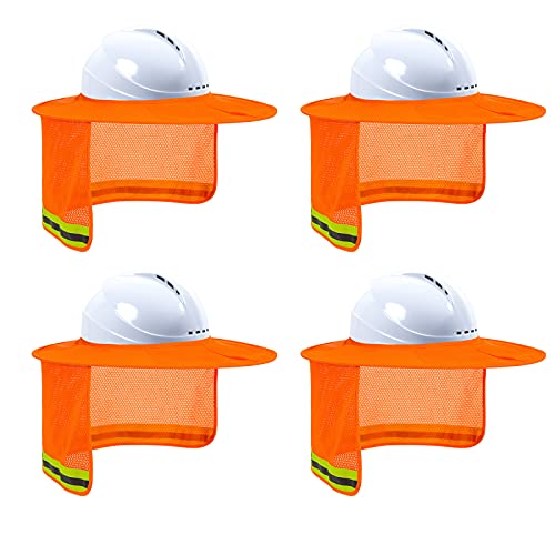 Hard Hat Sun Shade, High Vis Sun Visor Shade Full Brim, Orange, 4PCS - color: 4 Packs Orange