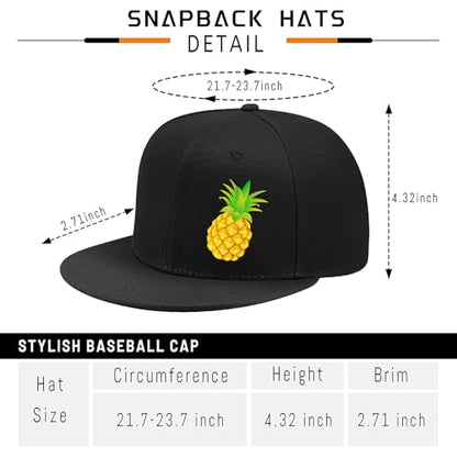 Pineapple Hat Flat Bill Baseball Hats for Men Fashion Black Baseball Cap for Women Adjustable Flat Brim Trucker Hat - color: Cool Pineapple