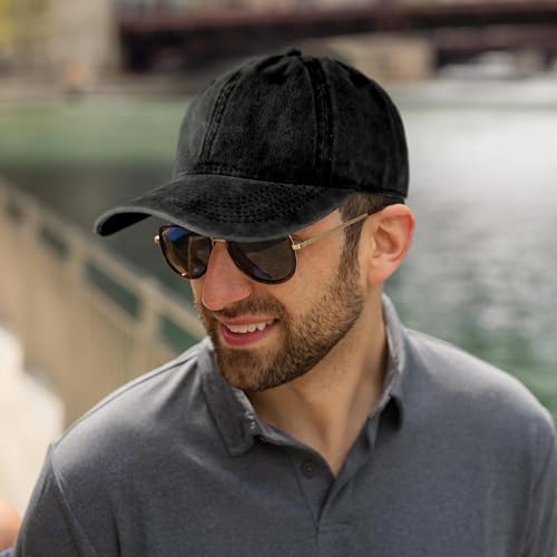 Edoneery Baseball Cap for Men and Women, Low Profile Washed Cotton Dad Hat - color: Black-1