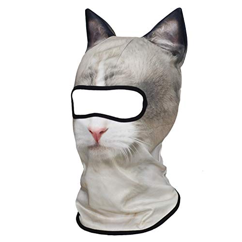 WTACTFUL 3D Animal Ears Balaclava, Breathable Face Mask for Halloween - color: Ragdoll Cat Meb-37