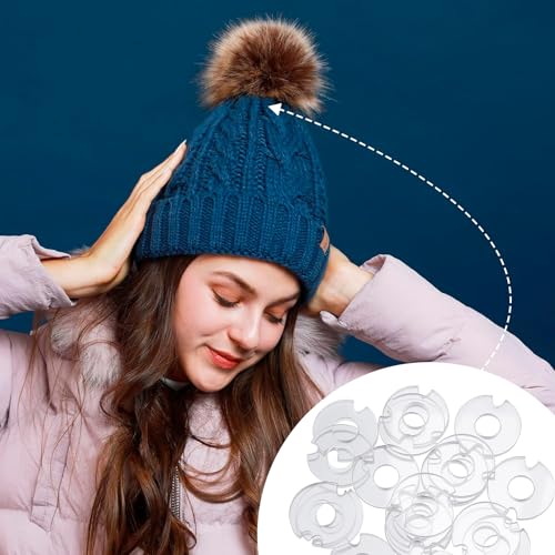 10pcs Acrylic Hat Pom Poms Buttons, 20mm Removable Knitted Hat Button, Round Faux Fur Fastener Sewing Accessories for Crochet Knitting Beanies- Clear - color: Clear-E-10pcs