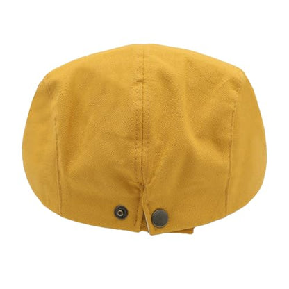 ZLYC Men Summer Flat Cap Scally Ivy Gatsby Newsboy Beret Driver Hat - color: Solid Yellow