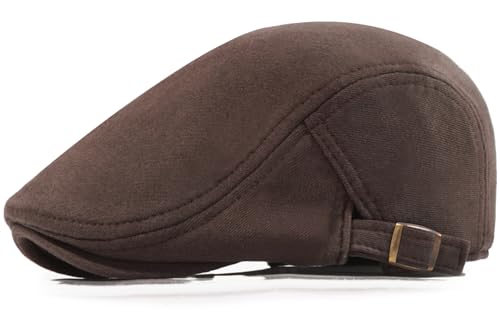 Men's Cotton Newsboy Hats Flat Ivy Gatsby Cap Irish Cabbie Ivy Driving Hunting Hat - color: Coffee