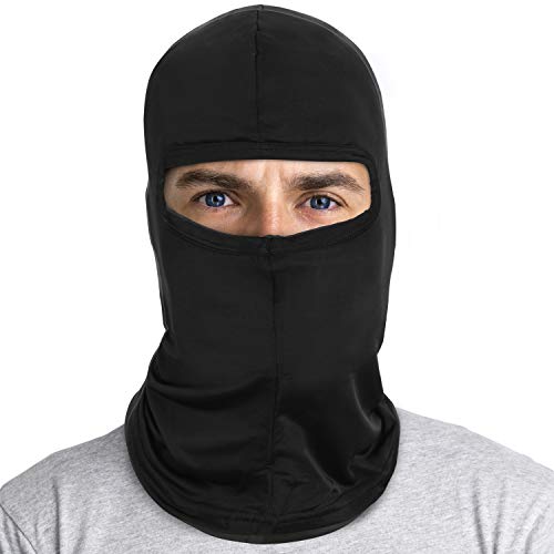 Silk Balaclava Face Mask Men - Breathable Under Helmet Wear Windproof Motorcycle Balaclava - color: Black - 1 Pack
