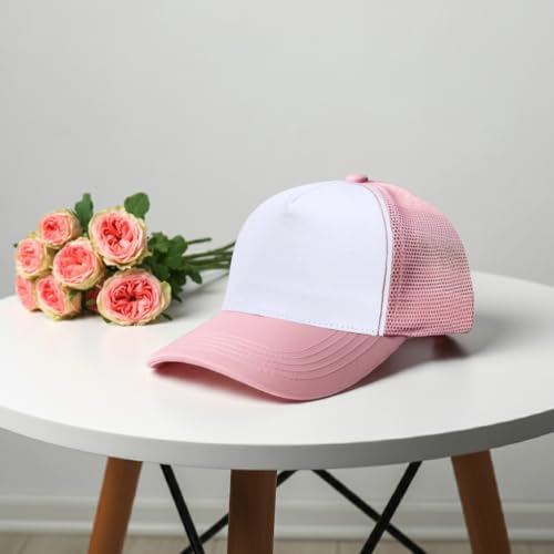 Falari 12 Pack Bulk Wholesale Mesh Trucker Hats 5 Panel and 6 Panel Baseball Caps for Men and Women - color: 5 Panel - Pink
