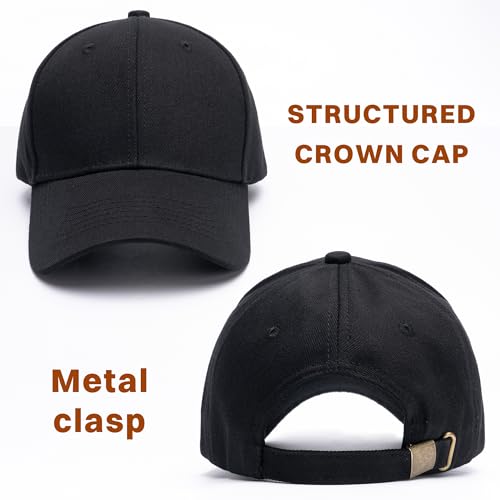 Structured Baseball Hats for Men Women Breathable Washed Cotton Baseball Caps Adjustable Golf Dad Hat for Wide Occasion - color: 2 Pcs Black and White, size: Small-Medium