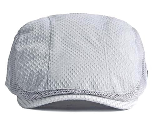 Mesh Cap Breathable Summer Newsboy Hat Adjustable Beret Ivy Cap Irish Cabbie Driving Fishing Hats - color: Light Gray