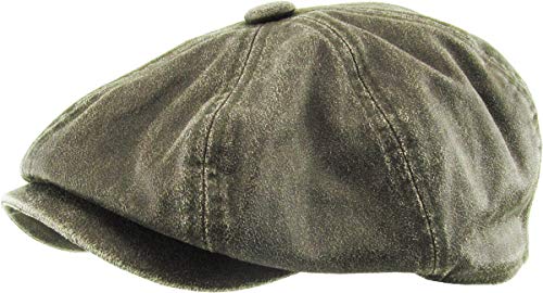 KBETHOS Leather Ascot Made in USA Ivy Collection Classic Newsboy Caps - color: (E) Pu Leather - Olive, size: Small-Medium