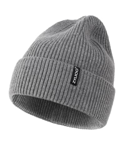 Zylioo XXL Beanie for Men,Big Head Winter Knit Hat,Stretch Warm Skull Cap - color: Gray, size: X-Small-Small