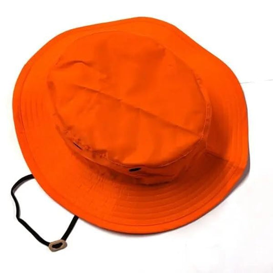 Blaze Orange Boonie Hat, Water Resistant, Made in The USA, Military Wide Brim Boonie Cover-Jungle Hat