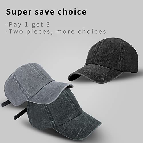 Baseball Cap Unisex Vintage Washed Distressed Cap,Retro Adjustable Dad Hats,Baseball Hat for Men Women - color: Black+grey+green.