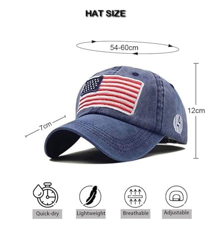 2-Pack USA Flag Hats for Men Baseball American Flag Hats for Men USA Cap USA Tactical Washed for Women - color: Grey+nany
