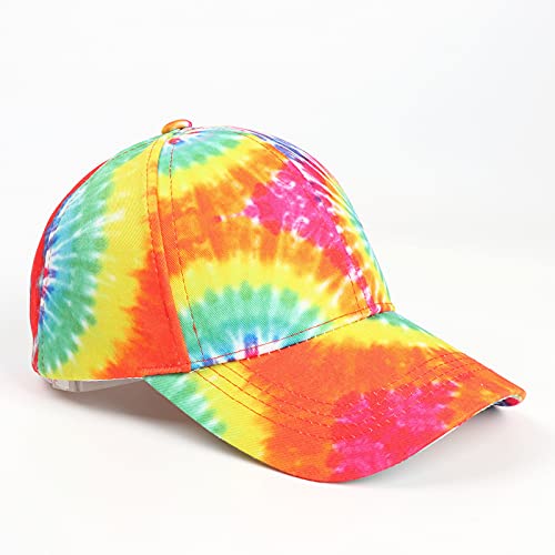 BEARUN Cotton Tie Dye Low Profile Cap Hiphop Baseball Cap Fashion Dad Hat - color: Multicolored D