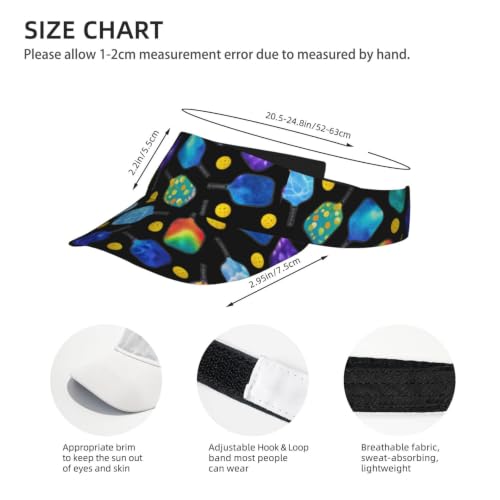 Visors for Women Men, Adjustable Sports Sun Visor Hats Outdoor Tennis Golf Running - color: Pickleball Black