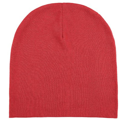 Thin 100% Cotton Fine-Knit Beanie Hat Slouchy Soft Chemo Skull Cap - color: 1-red