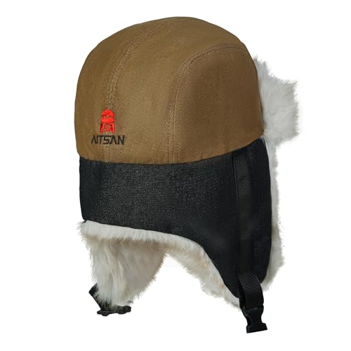 Croogo Trapper Hat Winter Hats for Men Trooper Russian Warm Hat with Ear Flaps Women Ushanka Fur Hat Windproof Ski Hat - color: Pl2510-khaki
