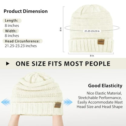 ZOORON Womens Winter Hat Slouchy Beanies for Women Cable Knit Beanie Hats - color: 1pack- Beige