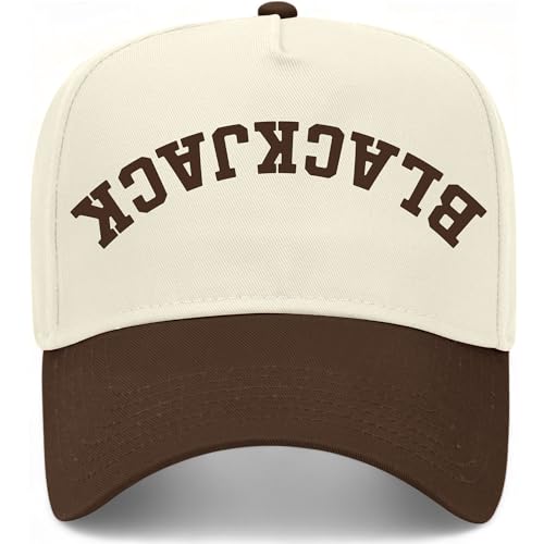Blackjack Upside Down Reversed Vintage Trucker Hat | Premium Adjustable Snapback Baseball Hat for Men & Women - color: Brown/Natural