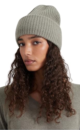 Style Republic Women’s Chunky Knit Beanie, 100% Pure Cashmere Cap, Soft & Stretchy, Warm Hat for Autumn, Winter, Spring - color: Olive Melange
