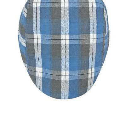 Mens Plaid Newsboy Flat Cap Ivy Gatsby Driving Hunting Cabbie Hat - color: Blue-plaid a