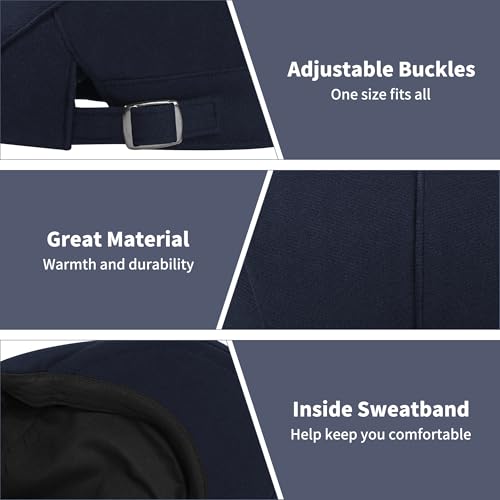 Newsboy Hat Cotton Adjustable Flat Caps Ivy Irish Gatsby Cap Cabbie Golf Hunting Hats for Men - color: Navy