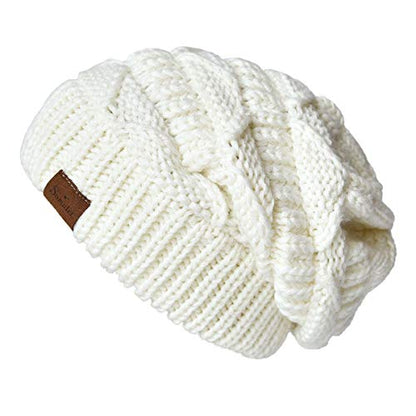 Women's Knitted Angora Wool Hat for Autumn and Winter Warm and Stylish with Rolled Brim and Slanted Rhinestones Cap - color: Z-creamy White