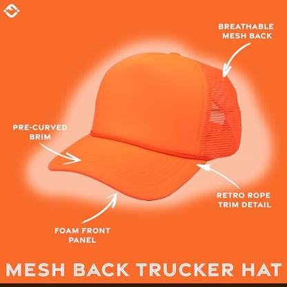 Funky Junque Blank Mesh Foam Lightweight Snapback Trucker Hat - color: Neon Orange