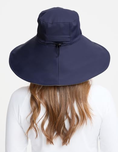 Solbari Women's Ultra Wide Brim Hat UPF 50+ - color: Navy / Beige, size: Large-X-Large