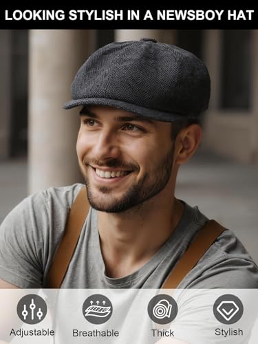 Senker Fashion 2 Pieces Newsboy Cap for Men - color: Light Grey Dark Grey
