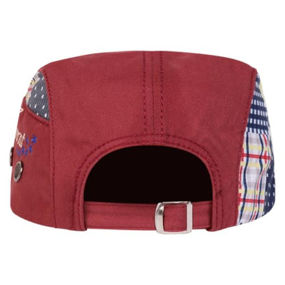 Classic Flat Cap for Men, Adjustable Cotton Newsboy Cap - color: Winered 3