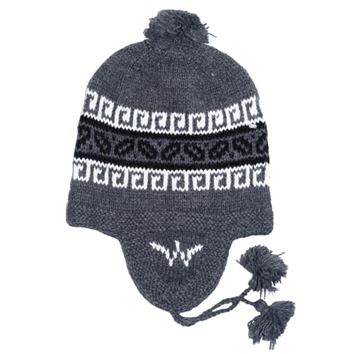Gamboa Alpaca Hat Beanie Hats for Men and Women Cap with Ear Flaps Winter Peruvian Hat - color: Gray