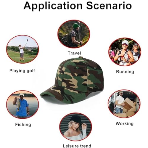 ZH Plain Adjustable Baseball Cap - Lot of 12 Unisex Blank Design Caps - color: Camo
