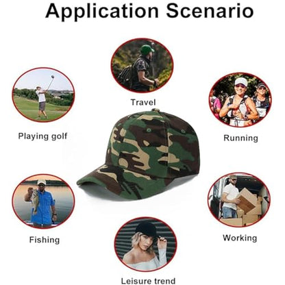 ZH Plain Adjustable Baseball Cap - Lot of 12 Unisex Blank Design Caps - color: Camo