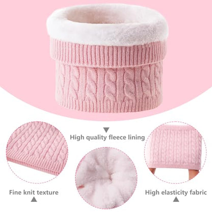 3Pcs Winter Women Beanie Hat Scarf and Touch Screen Gloves Sets Girls Classic Knit Warm Chunky Fleece Lined Cable Cap - color: Beige