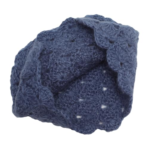 ZLYC Women Winter Crochet Knit Floral Beanie Hat - color: Rose Blue, size: One Size