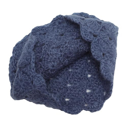 ZLYC Women Winter Crochet Knit Floral Beanie Hat - color: Rose Blue, size: One Size