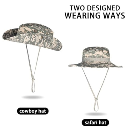 Sun Hats for Men Women Bucket Hat UPF 50+ Boonie Fishing Safari Hat - color: Acu Camo