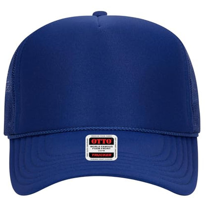 OTTO Cap 5 Panel High Crown Foam Front Mesh Back Trucker Hat, One Size - color: 001 - Royal