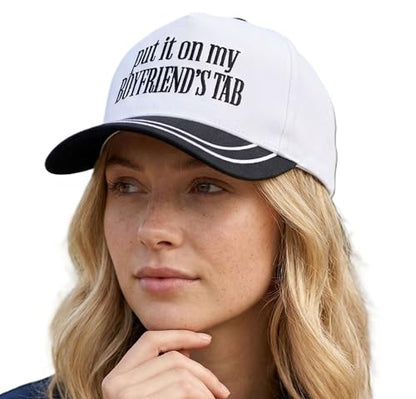 D&Y Retro 2-Tone Canvas Baseball Cap for Women - Funny Embroidered Distressed Snapback, Adjustable Cotton Dad Hat - color: Boyfriends Tap-black