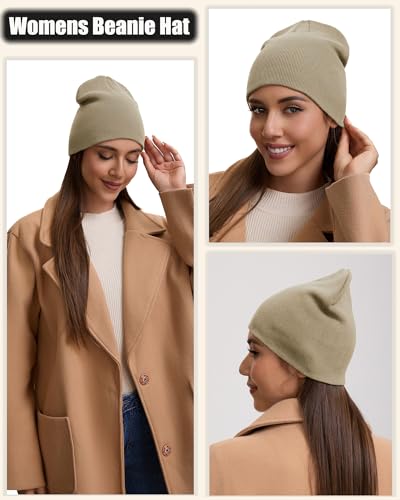 100% Cotton Beanie Hat for Men Women Cuffless Warm Winter Hats - color: 1pcs-khaki