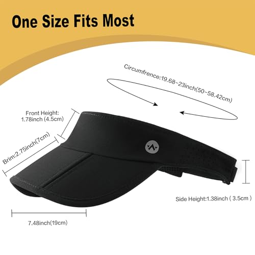 WANDER Sports Sun Visor Hat Mesh Foldable Brim for Men Women Running - color: Black