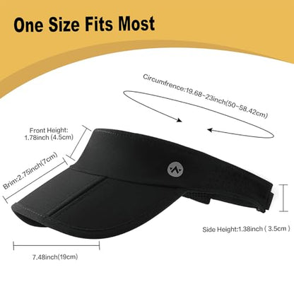WANDER Sports Sun Visor Hat Mesh Foldable Brim for Men Women Running - color: Black