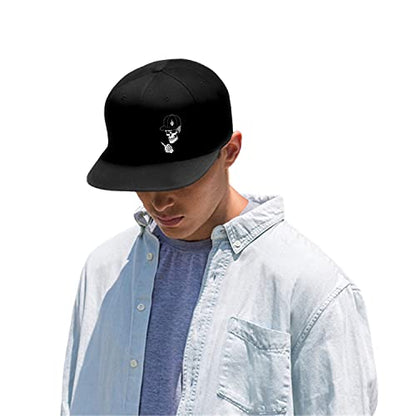 Horror Grim Reaper Scythe Hats Flat Bill Snap Back Hats for Men Flat Brim Black Baseball Cap Devil Skull Finger Snapback - color: Skeleton Middle Finger