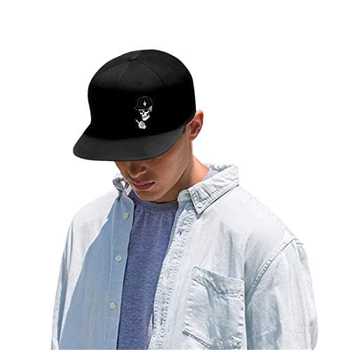 Horror Grim Reaper Scythe Hats Flat Bill Snap Back Hats for Men Flat Brim Black Baseball Cap Devil Skull Finger Snapback - color: Skeleton Middle Finger