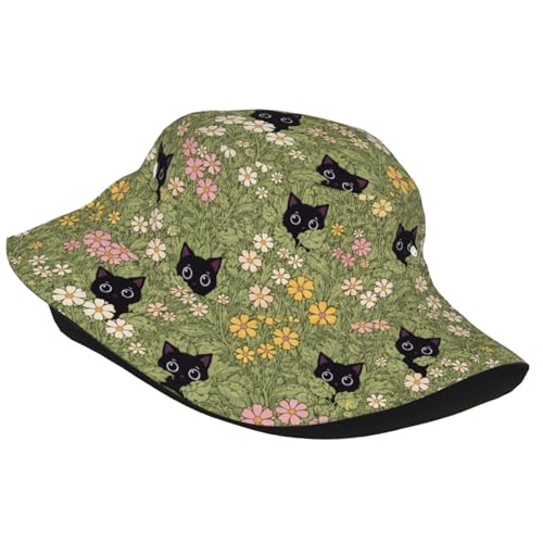 Bucket Hat Unisex for Men Women Cute Funny Fashion Fishing Hat Trippy Art Casual Fisherman Cap - color: Cat1